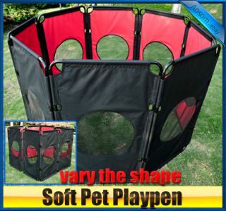 New Large Folding Soft Pet Playpen Exercise Cage Dog Pen Puppy Kennel Black Red