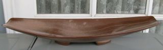 Frankoma F88 Low Profiled Art Deco Style Bowl Brown Satin Red Sapulpa Clay