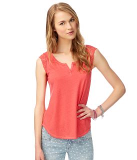Aeropostale Womens Sheer Lace Pieced Top