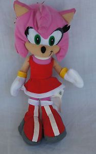 Toy Network Sonic Amy Rose Character Doll Toy Pink Red Soft Stuffed Plush 11”