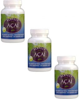 3 Bottles Perfect Supplements Pure Organic Perfect Acai Berry Capsules 360 Pills