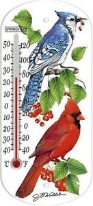 Springfield 90151 Indoor Outdoor Stick on Window Bird Tube Thermometer