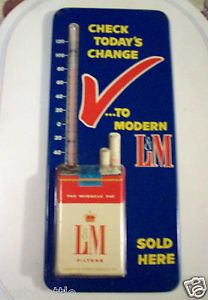 "Vintage L M Cigarette Metal Advertising Sign Thermometer"