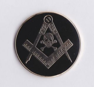 Masonic Square Compasses with Skull Bones Lapel Pin Mason Freemason