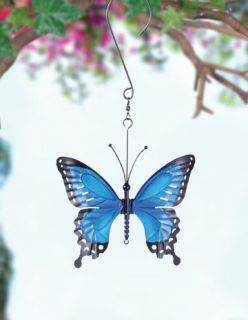 Hanging Metal Wind Spinner Blue Butterfly Mobile