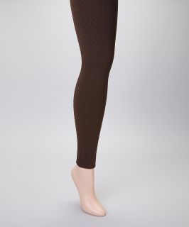 2 Pack of Sofra Women's Seamless Cable Knit Fleece Lined Footless Tights Set