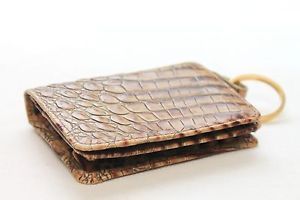 Brahmin Toasted Almond Croc Leather Coin Change Purse Wallet RARE