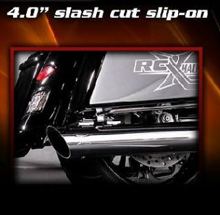 RC Components Chrome 4" Slash Cut Slip on Mufflers Harley Street Glide FLHX