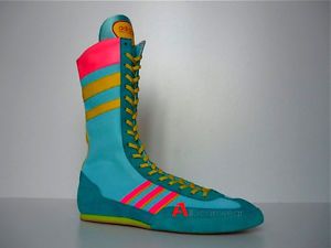 UNWORN 80`s Vintage Adidas Attack Teal Boxing Boots Hi Tops Shoes Combat Speed
