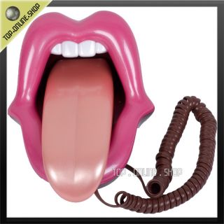 RARE Lip Mouth Fun Gift Home Telephone Phone Cord Retro Vintage Pink HM55