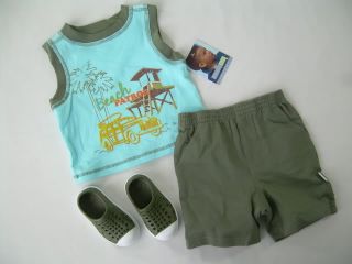 New Boys 12 18 24 MO Summer Clothes Outfit Sets Tank Top Shirt Pull on Shorts