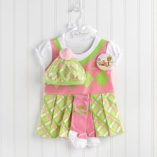 3 Piece Personalized Girl Layette Set Golf Tee Baby Shower Gift Costume 0 6M