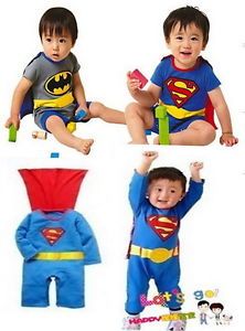 Boy Baby Superman Batman Set Romper Costume One Piece Outfit Jumpsuit 0 24M