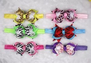 6 6 Baby Girl Costume Boutique 2 Tone Animal Printed Hair Bow Silk Headband G2