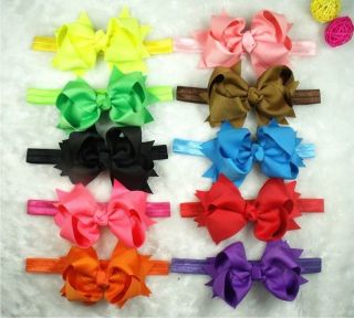 4" 10 10 Baby Toddlers Girl Costume Boutique Hair Bow Flower Silk Headband H2