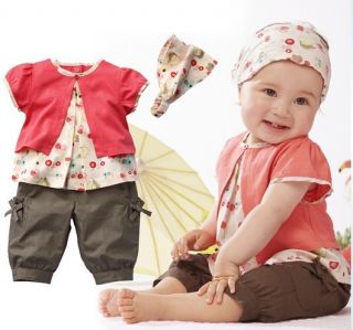 3pcs Kids Girls Infant Baby Top Pants Headband Outfit Costume Size 0 36M