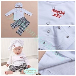BNWT Cute Boy Baby Chef Costume Outfits with Top Pants Hat 3 15 Months