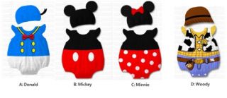 Baby Boy Girl Clothes Cartoon Character Costume w Hat Mickey Minnie for Party