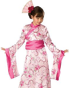 Geisha Toddler Asian Princess Pink Kimono Fancy Dress Girls Halloween Costume M