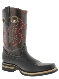 Men's Square Toe Cowboy Boots Leather Work Utility Rodeo Biker Motorcycle Riding