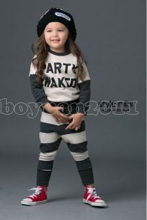 New Kids Toddlers Girls Stripe Sports Coat Top Pants Trousers Sets Ages 2 8Yrs