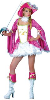 Miss Pink Musketeer Ladies Medieval Fancy Dress Costume Hat UK 6 24