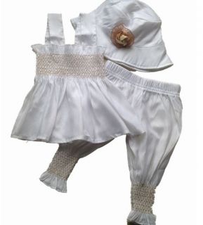Girl Baby Ruffle Top Pants Hat Set 0 3Y Cotton 3 Pcs Outfit Clothes Costume
