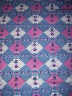 60" x 47" Sweatshirt Material Fabric Baby Blue Pink Diamond Shape Pattern