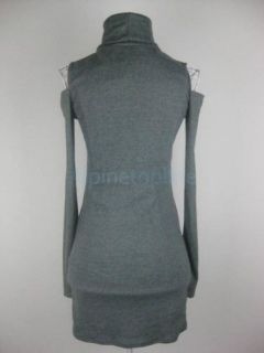 Women's Turtleneck Off Shoulder Long Sleeves Dress N930 Dark Gray US Size 2