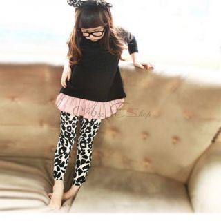 Girl Leopard Winter Warm Thick Leggings Fleece Lined Kid Trousers Ages 2 7 Years