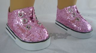 Apryl 18" American Girl Doll Clothes Pink Glitter Sparkle Sneakers Gym Shoes