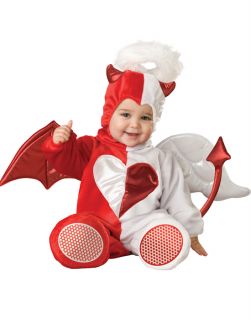 Cute Red White Angel Devil Here Comes Trouble Infant Baby Halloween Costume M