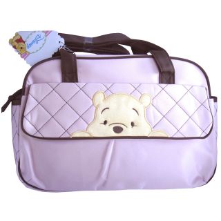 Disney Winnie The Pooh Baby Quilted Girls Light Pink Large Tote Diaper Bag New