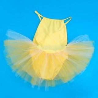Girl Yellow Ballet Tutu Dance Dress Crossed Straps 5 6T