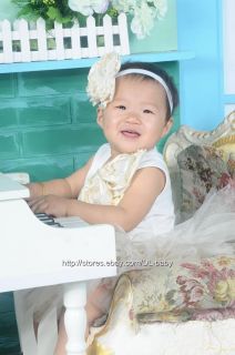 Ivory Party Costume Toddler Baby Wedding Flower Girl Dress Tutu Skirt 6 12M 5T