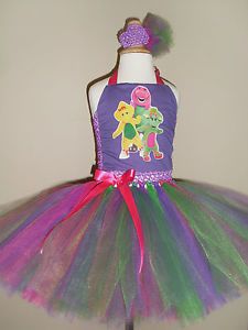 Barney Tutu Dress Pageant Birthday Costume Dinosaur Baby Bop BJ Purple