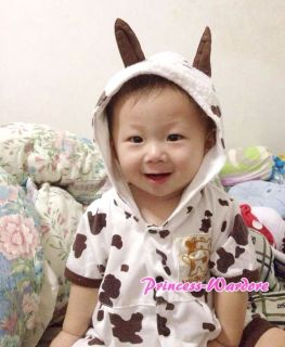 Cute Brown Milk Cow Baby Toddler Newborn One Piece Costume Present NB 18Month