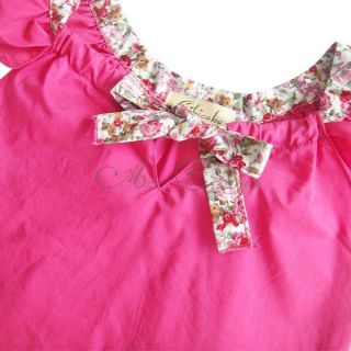 Girls Ruffle Bowknot Top Floral Pants Costume Kids 2pc Summer Outfits Sz 2 6