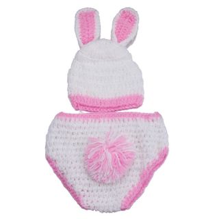 Baby Infant Toddler Costume Knit Photography Prop Bunny Crochet Beanie Hat Set