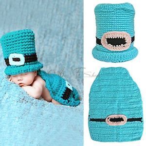 Newborn Baby Boy Costume Photo Prop Infant Knit Crochet Gentleman Beanie Hat Cap