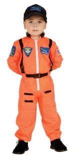 NASA Jr Astronaut Suit Orange Toddler Child Costume Space Moon Theme Halloween