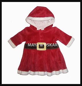 Baby Girl Mrs Santa Dress with Hood Christmas Season Outfit Xmas Costume