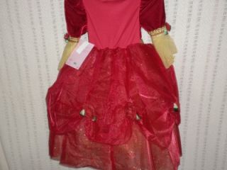 Disney Deluxe Princess Belle Holiday Costumedress Beauty and The Beast XS 4 New