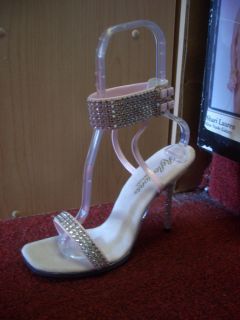 5" Stones High Heel Baby Pink Burlesque Costume Ballroom Dancing Shoe Size 6