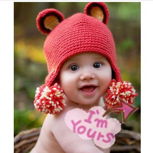 1 PC Cute Baby Infant Cartoon Hat Costume Photo Photography Prop Newborn Hat Red