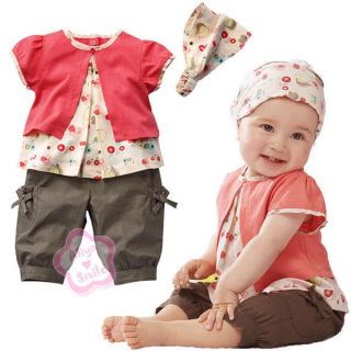 3pcs Girls Toddlers Baby Top Short Pants Headband Costume Clothing 12 18 Months