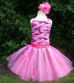 Pink Camo Tutu Dress Pageant Birthday Costume Camouflage Army Fatigue