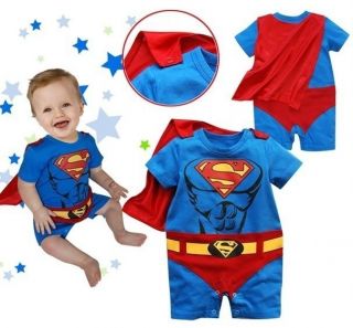 Baby Superman Toddler Girls Boys Costume Romper One Piece Outfit Detachable Cape