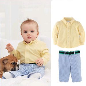 Boys Kids Baby 5 6T 3pcs Top Shirt Belt Trouser Outfit Set Clothing FT33XXL