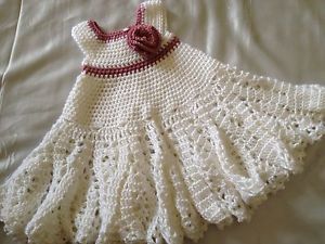 Baby Girl Dress Sz 12 Months Handmade Crochet Childrens Clothes Very Cute
